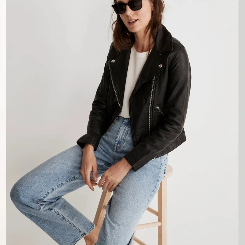Madewell Black Leather Moto Jacket Size XL - Picture 12 of 13